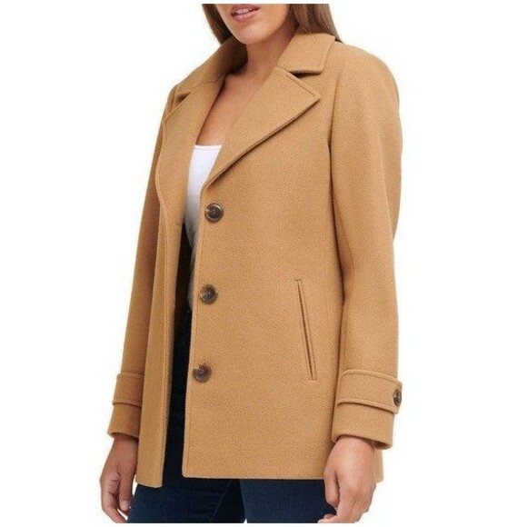 MARC NEW YORK/ANDREW MARC 3 BUTTON PEACOAT TAN MEDIUM NWT - Picture 2 of 4